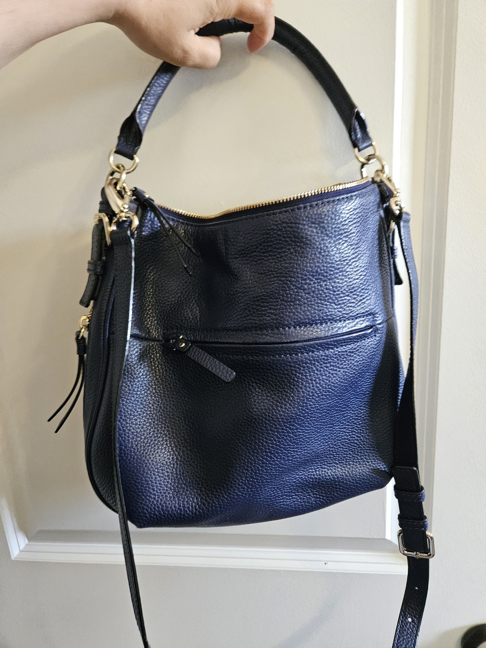 kate spade Ella Navy Blue Pebbled Leather Crossbody Bag - Picture 11 of 13